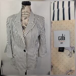 Cabi Striped Blazer Bell Sleeve Career Jacket Business Casual Size 10 #5295